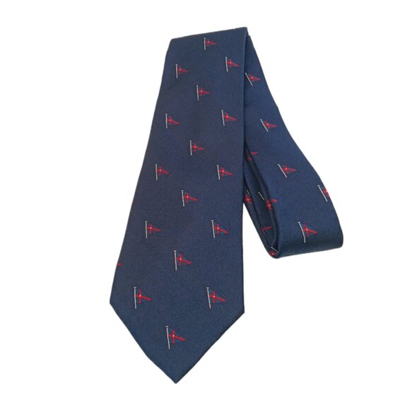 Career Cravats Silk Tie Men’s 63.5” Navy Pennant Flag Nautical Sailing Coastal - Picture 2 of 3
